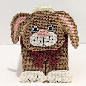 KNIT brown Easter bunny rabbit tissue box cover